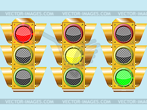 Three different traffic lights - vector EPS clipart