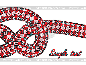 Tiled knot on red climbing rope - vector image