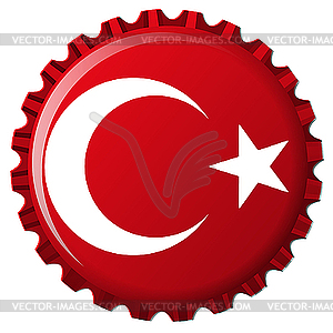 Turkey stylized flag on bottle cap - vector image