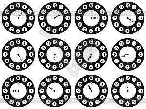 Twelve clock positions - vector clip art