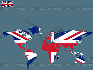 Union jack world map - vector EPS clipart