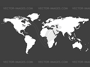 White world map on gray - vector clip art