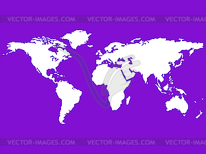 White world map isolated on purple - vector clipart