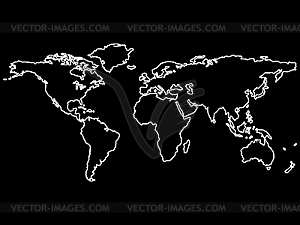 Карта мира с контурами континентов - изображение в векторе