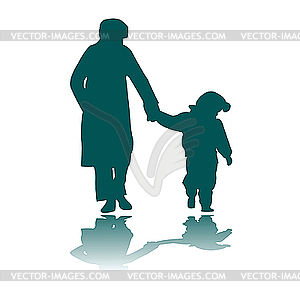 Woman and child silhouettes - vector clipart