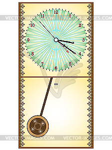 Wooden pendule clock - vector image