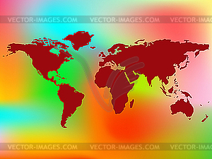 Карта мира поверх цветного фона - изображение в векторном виде