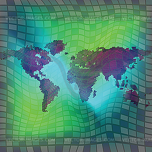 World map over squared background - vector clipart