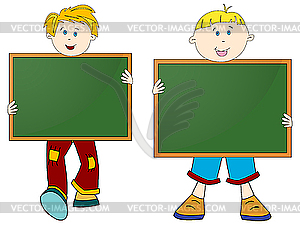 Boys and banners - vector EPS clipart