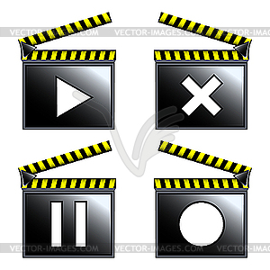 Movie cinema clapboard icons - vector image