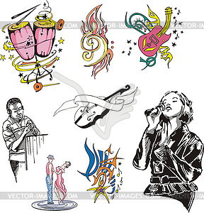 Music and musicians set - royalty-free vector clipart