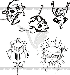 Set of skulls and boneheads - vector image