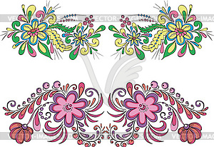 Две симметричные цветочные узоры - векторное изображение EPS