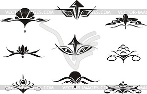 Symmetrical floral decorative elements - vector image