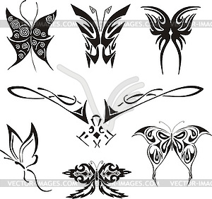 Butterfly Tattoos Set - vector image