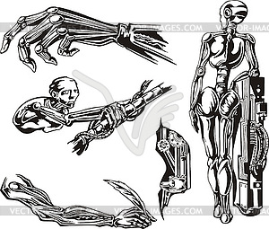 Cyborgs Biomechanics Set - vector clipart