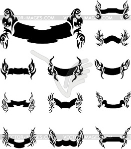 Set of Flame Motto Ribbons - vector clipart