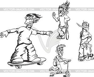 Set of teenage redneck activity guys - royalty-free vector clipart