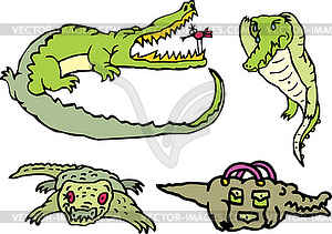 Set of comic gators on rest - vector clipart