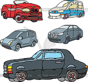 Set of comic non-brand cars - vector clipart