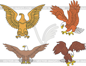 Set of symbolic U.S. eagles - vector clip art