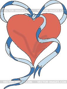 Heart with ribbons - vector image