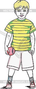 Boy with little ball - vector clip art