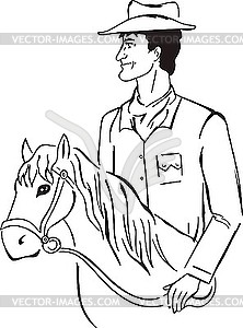 Cowboy and horse - vector image