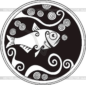 Round fish decoration - vector image