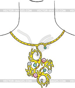 Gold pendent on neck - vector EPS clipart