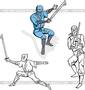 Three ninja - vector EPS clipart