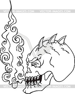 Skull monster flame - vector image