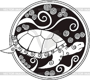 Round turtle decoration - vector clip art