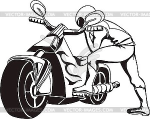 Biker sits to motorcycle - vector clip art