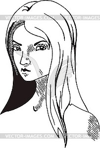Девичье лицо - рисунок в векторном формате