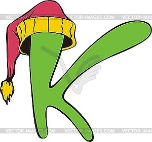 Initial K with cap - vector image