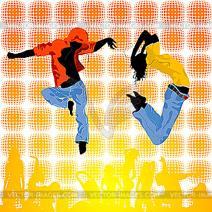Dancing teenagers - vector image