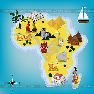 Travel Africa map - vector image