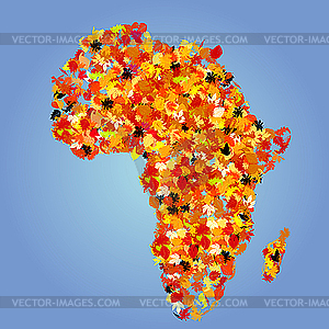 Africa map of autumn leaves - vector image