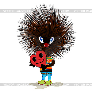 Hedgehog with heart - vector clip art