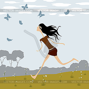 Running girl - vector clipart