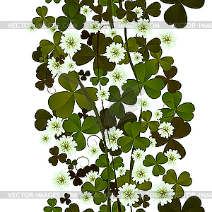 Clover leaves and flowers seamless pattern - vector clipart