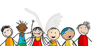 Smiling faces of kids - vector clipart