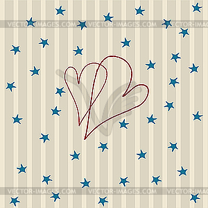 Vector hearts and stars background - vector clip art