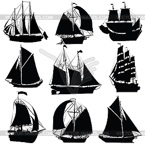 Sailing ships collection - vector clipart