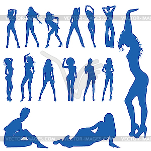 Beautiful sexy girl silhouettes - vector clip art