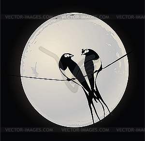 Birds on wire - vector image