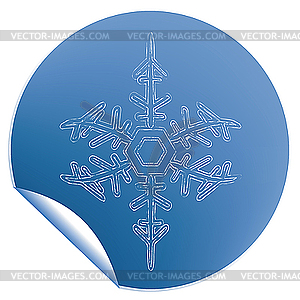 Blue snowflake label - vector clipart