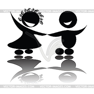 Children holding hands, silhouettes - stock vector clipart