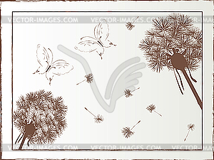 Dandelion and butterfly - vector clip art